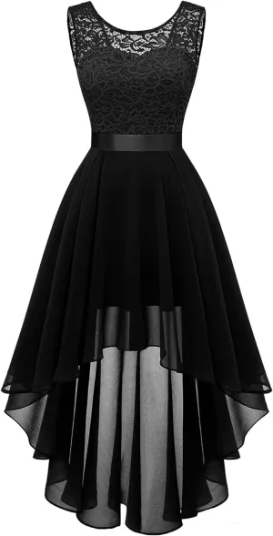BeryLove Cocktail Prom Dresses 2025 Formal Wedding Guest Dresses Sleeveless Lace High Low Homecoming Dress