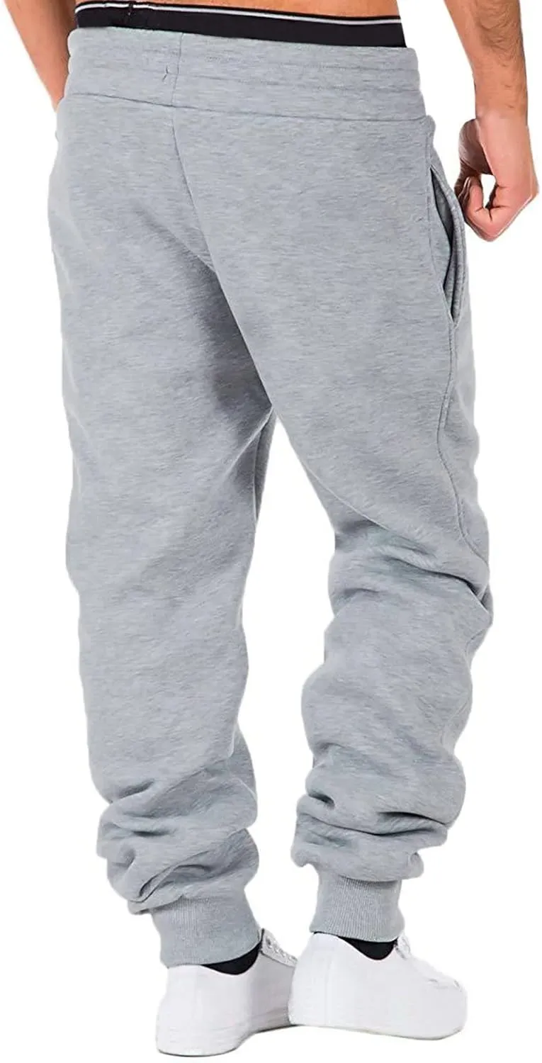 Big and Tall Sweatpants for Men Men's Heavyweight Fleece Cargo Sweatpants Elastic Waist Drawstring Athletic Trousers