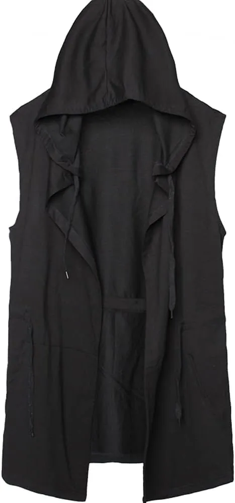 Black Wizard Hoodies Men Streetwear Cardigan Hoodie Sleeveless Coat Techwear