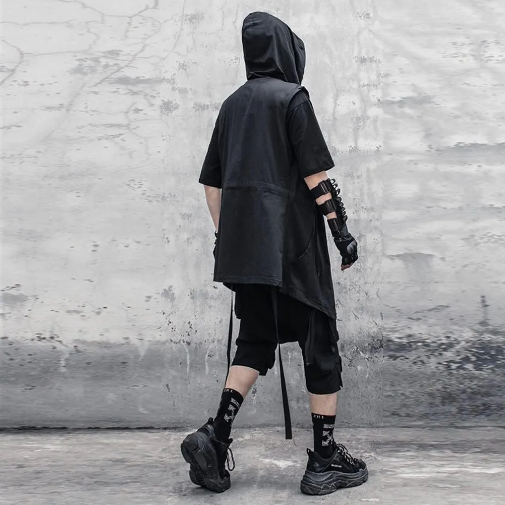 Black Wizard Hoodies Men Streetwear Cardigan Hoodie Sleeveless Coat Techwear