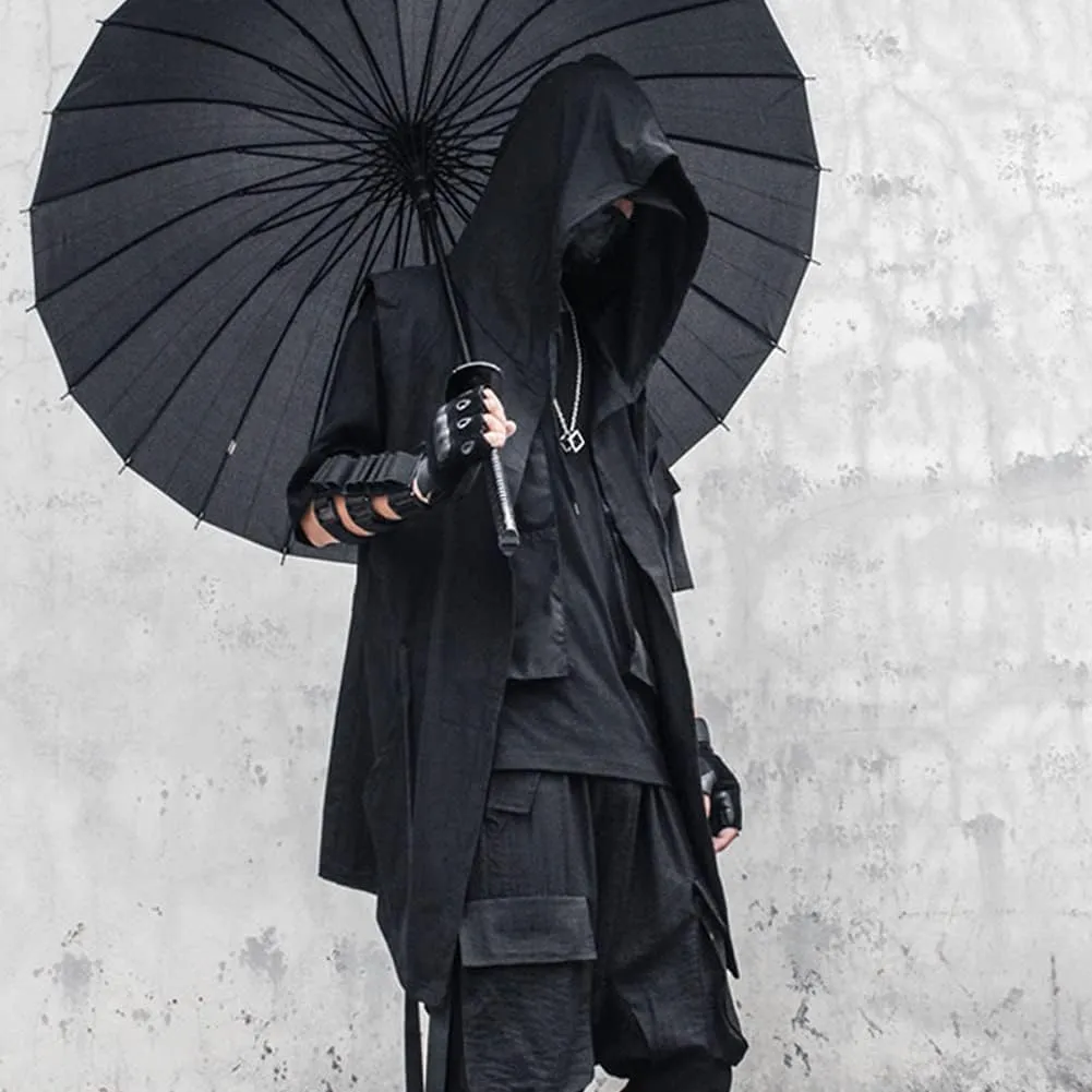 Black Wizard Hoodies Men Streetwear Cardigan Hoodie Sleeveless Coat Techwear