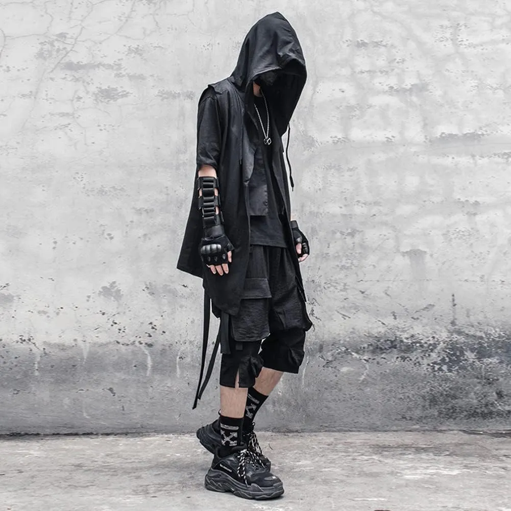 Black Wizard Hoodies Men Streetwear Cardigan Hoodie Sleeveless Coat Techwear
