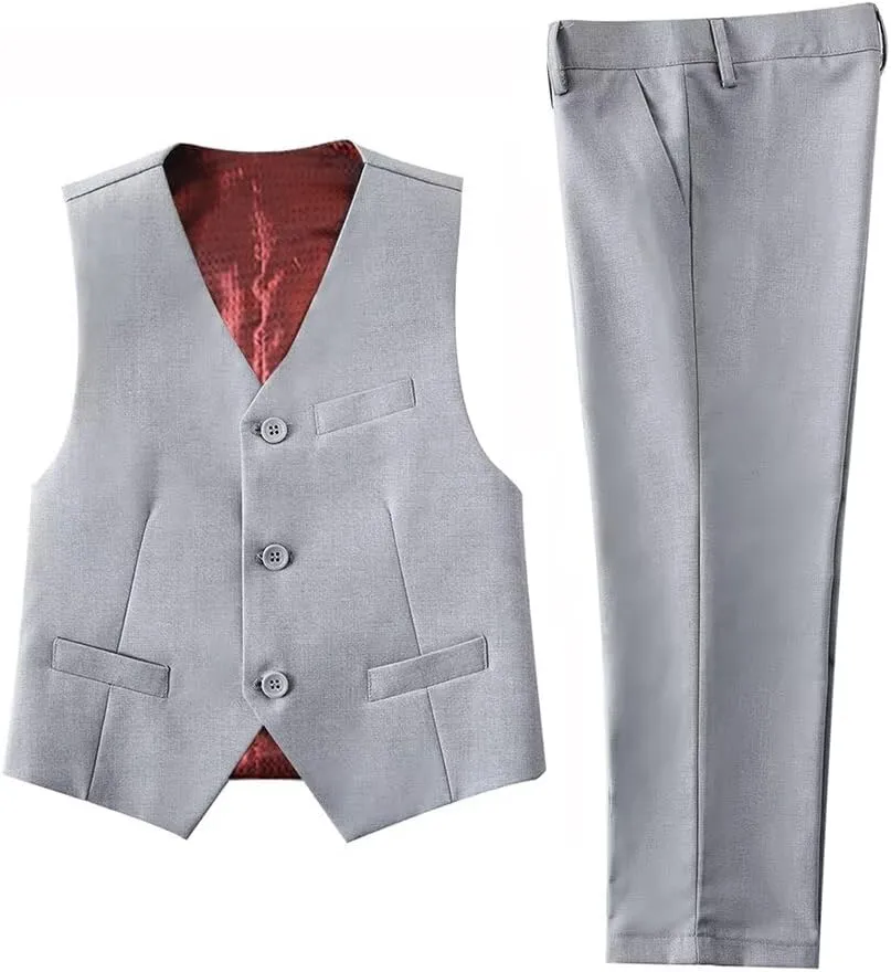 Boys 4-Pieces Suits Slim Fit Kids Outfits Vest Dress Pants Sets Formal Suit for Boy