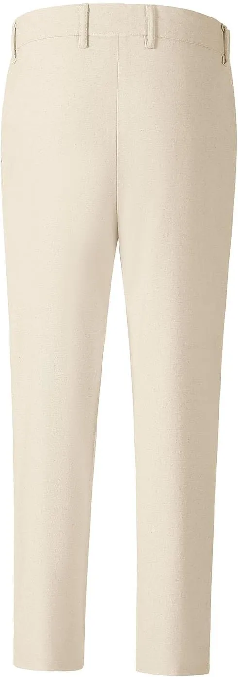 Boys' Linen Pants Lightweight Flat Front Dress Pants Kids School Uniform