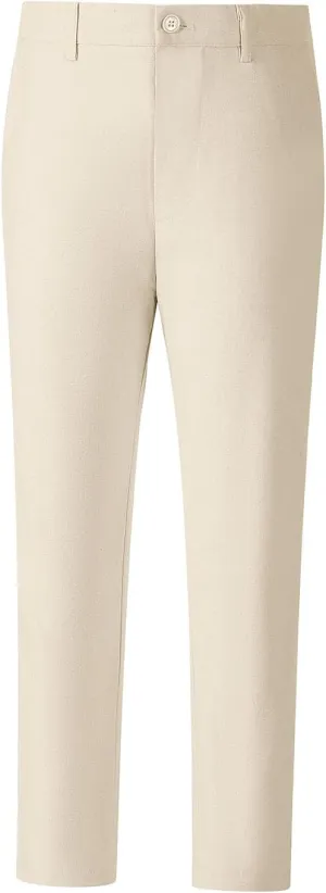 Boys' Linen Pants Lightweight Flat Front Dress Pants Kids School Uniform