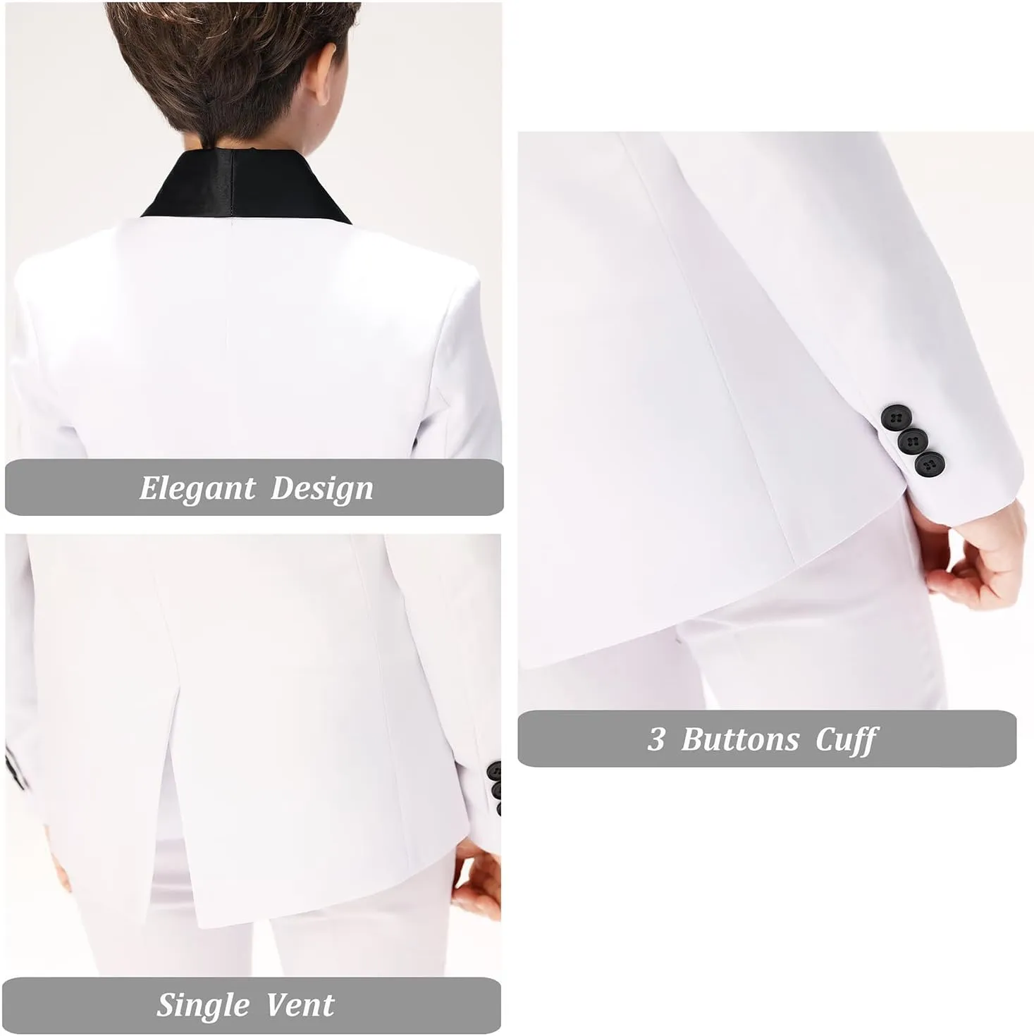 Boys Suit for Toddler Tuxedo Kids Formal Suits Set 5 Pieces Wedding Outfit
