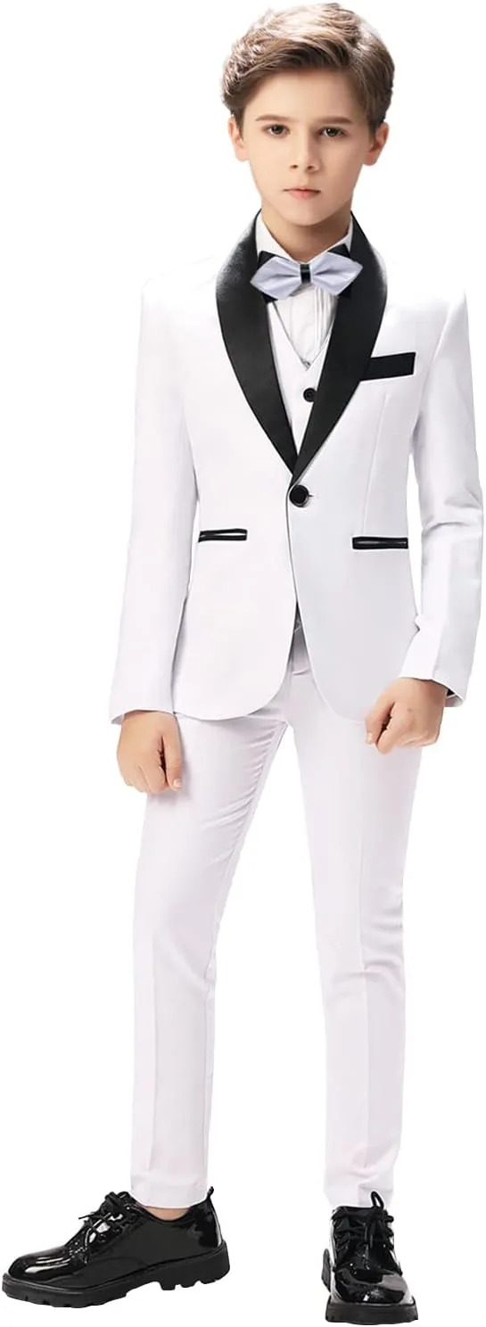 Boys Suit for Toddler Tuxedo Kids Formal Suits Set 5 Pieces Wedding Outfit