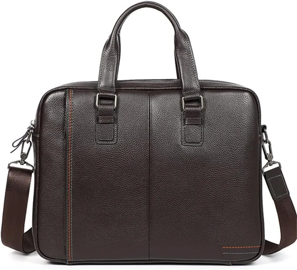 Briefcase Genuine Leather Shoulder Laptop Bag Office Bag for Men Briefcases Cow Leather Big Handbag Business
