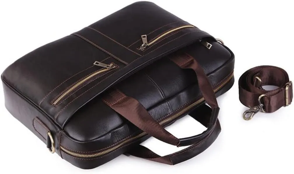 Briefcase Male Layer Cowhide Crossbody Bag Large Capacity Business Travel Handbag Multifunctional
