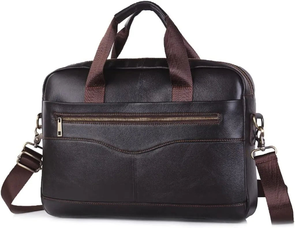 Briefcase Male Layer Cowhide Crossbody Bag Large Capacity Business Travel Handbag Multifunctional