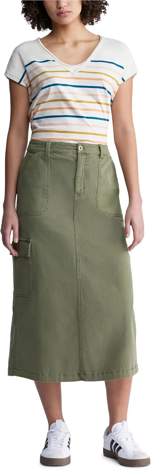 Buffalo David Bitton Women's Matilde Mid Rise Twill Maxi Cargo Skirt