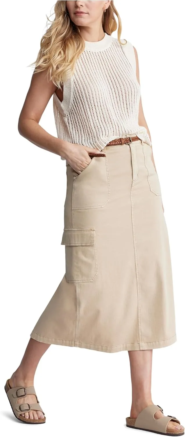 Buffalo David Bitton Women's Matilde Mid Rise Twill Maxi Cargo Skirt