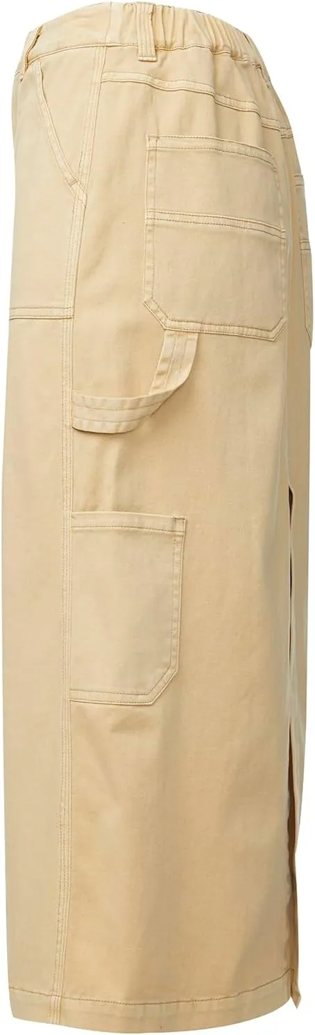 Buffalo David Bitton Women's Matilde Mid Rise Twill Maxi Cargo Skirt