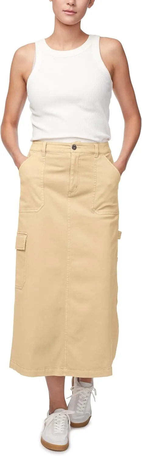 Buffalo David Bitton Women's Matilde Mid Rise Twill Maxi Cargo Skirt