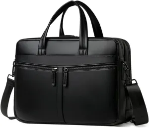 Business Leather Multi-purpose Three-layer Briefcase Large Capacity Portable Laptop
