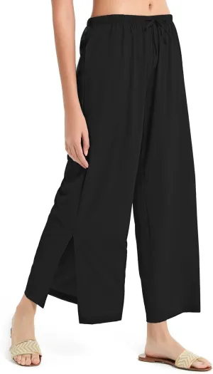 BVVU Womens Wide Leg Yoga Pants Lightweight Travel Pants Quick Dry Lounge Sweatpants Beach Swim Cover Up UPF 50 