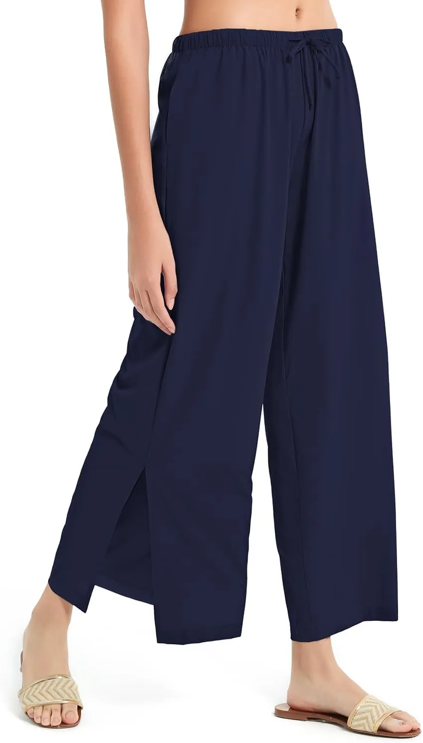 BVVU Womens Wide Leg Yoga Pants Lightweight Travel Pants Quick Dry Lounge Sweatpants Beach Swim Cover Up UPF 50 