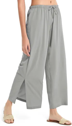 BVVU Womens Wide Leg Yoga Pants Lightweight Travel Pants Quick Dry Lounge Sweatpants Beach Swim Cover Up UPF 50 