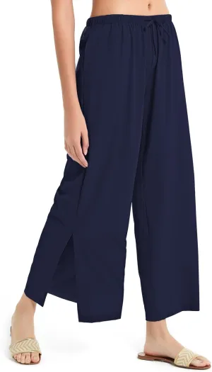 BVVU Womens Wide Leg Yoga Pants Lightweight Travel Pants Quick Dry Lounge Sweatpants Beach Swim Cover Up UPF 50 