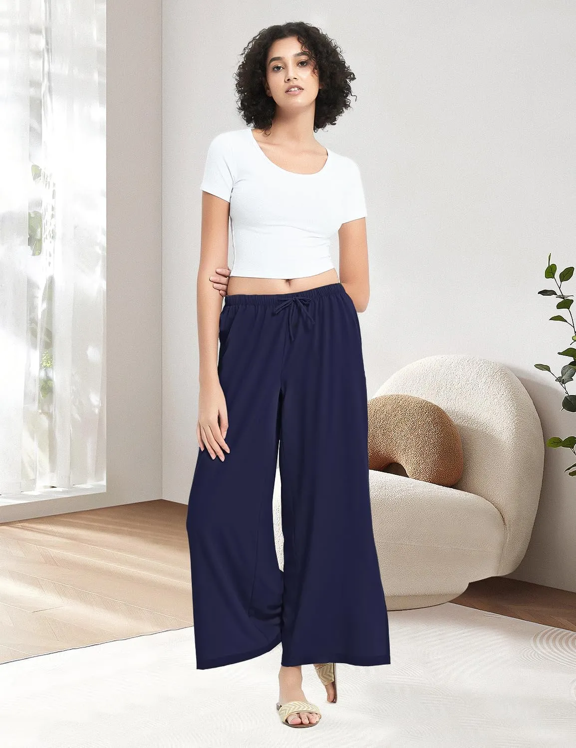 BVVU Womens Wide Leg Yoga Pants Lightweight Travel Pants Quick Dry Lounge Sweatpants Beach Swim Cover Up UPF 50 