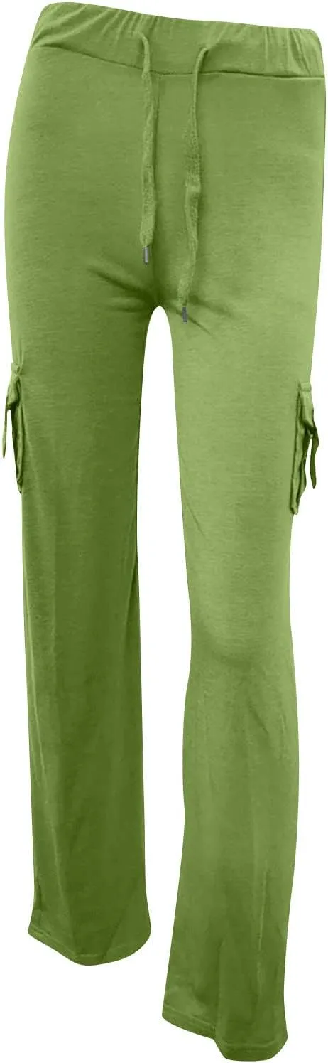 Cargo Pants Women High Waist Baggy Pants with Pockets Y2K Straight Wide Leg Trousers Elastic Slacks Streetwear