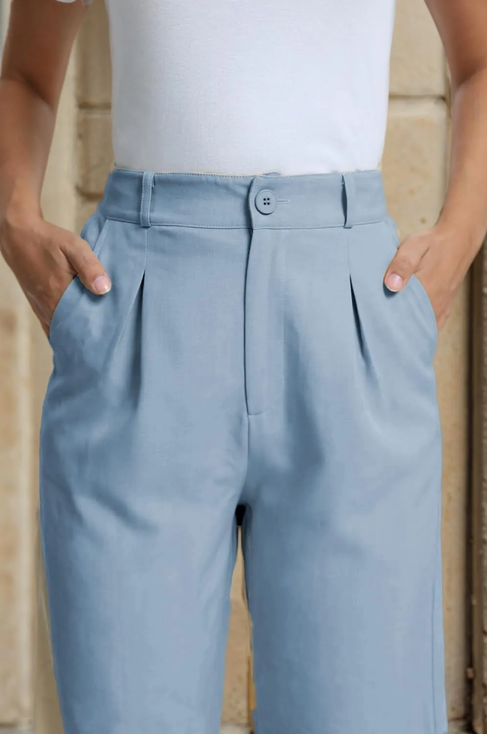 Casual Work Pants Women High Waisted with Pockets Ankle Length Business Traped Slacks Pants Trousers