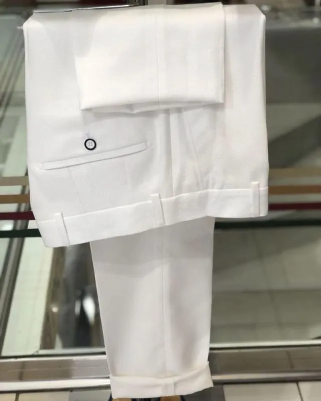 Chic White Notched Lapel Three Pieces Plaid Business Suits Groomsmen suits
