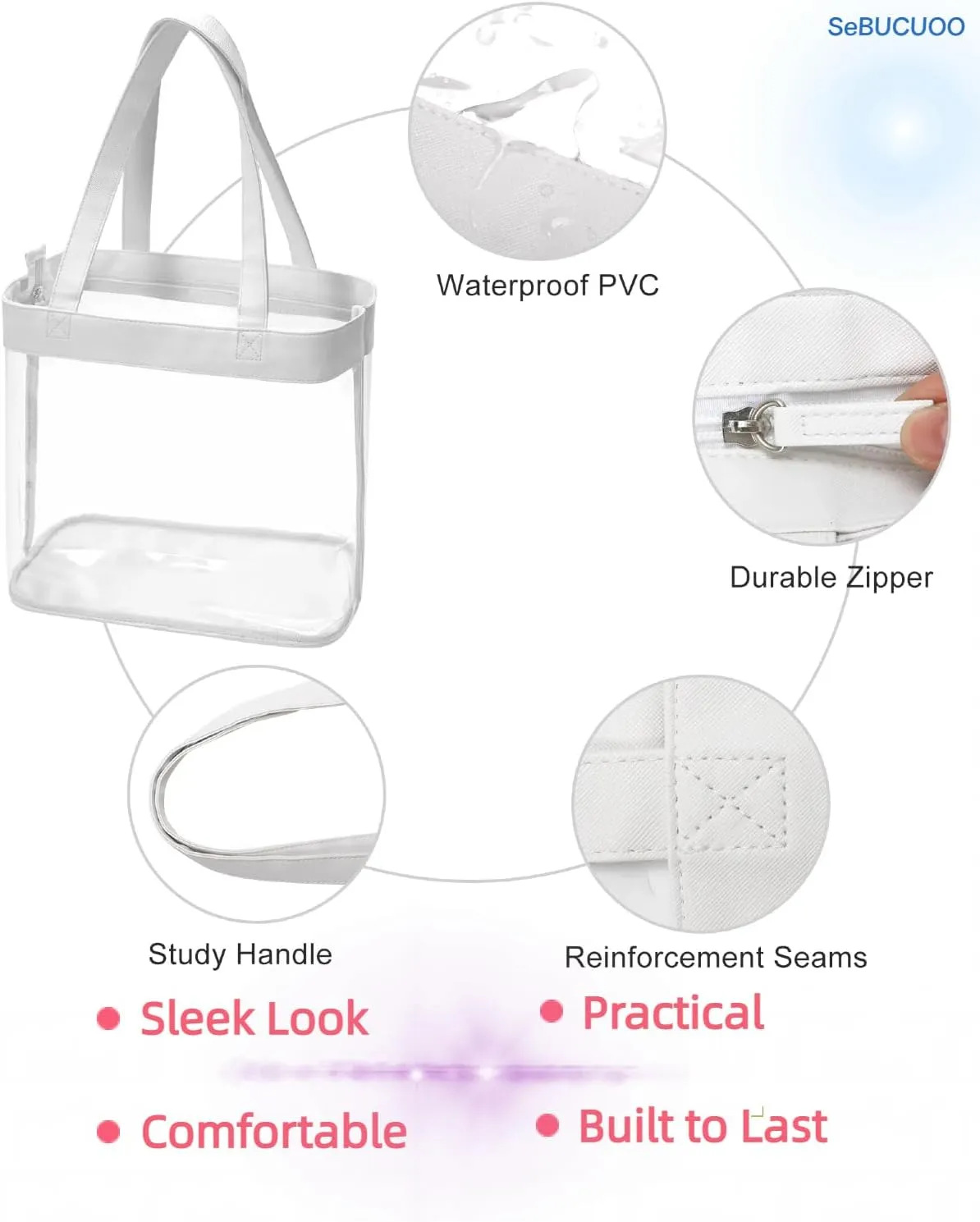 Clear Tote Bag Stadium Approved 12x6x12 12x12x6 Clear Bag for Stadium Events 12 x6 x12 Transparent Purse 12 x 6 x 12