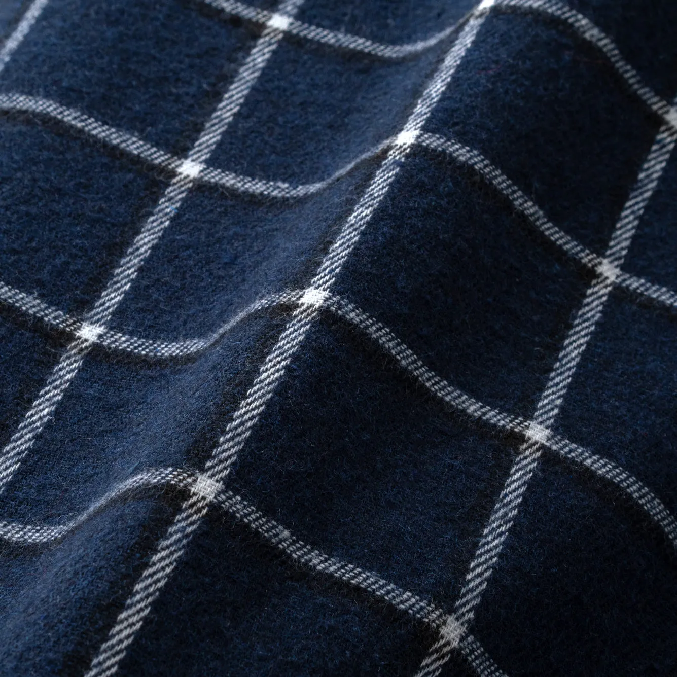College Days Flannel Camp Collar - Navy Double Lines