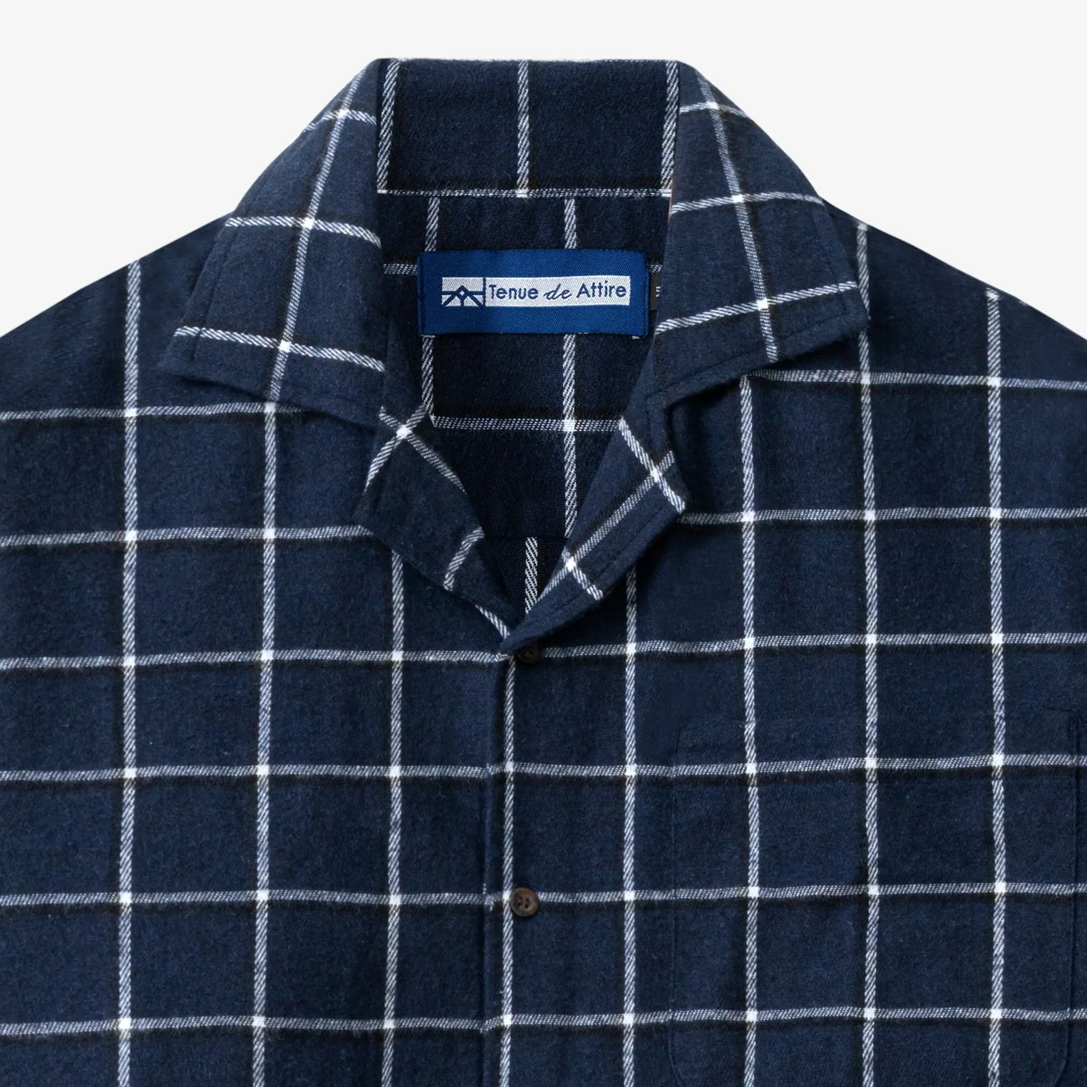 College Days Flannel Camp Collar - Navy Double Lines