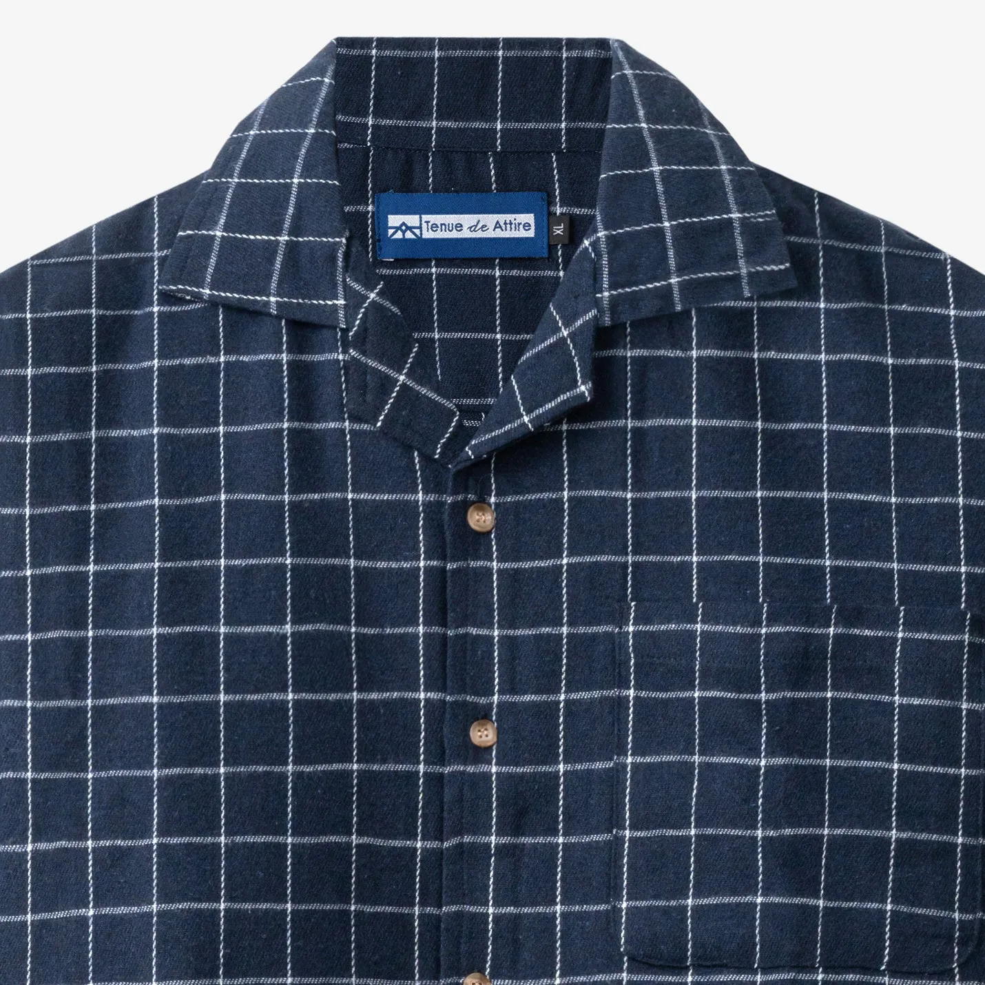 College Days Flannel Camp Collar - Navy Single Lines