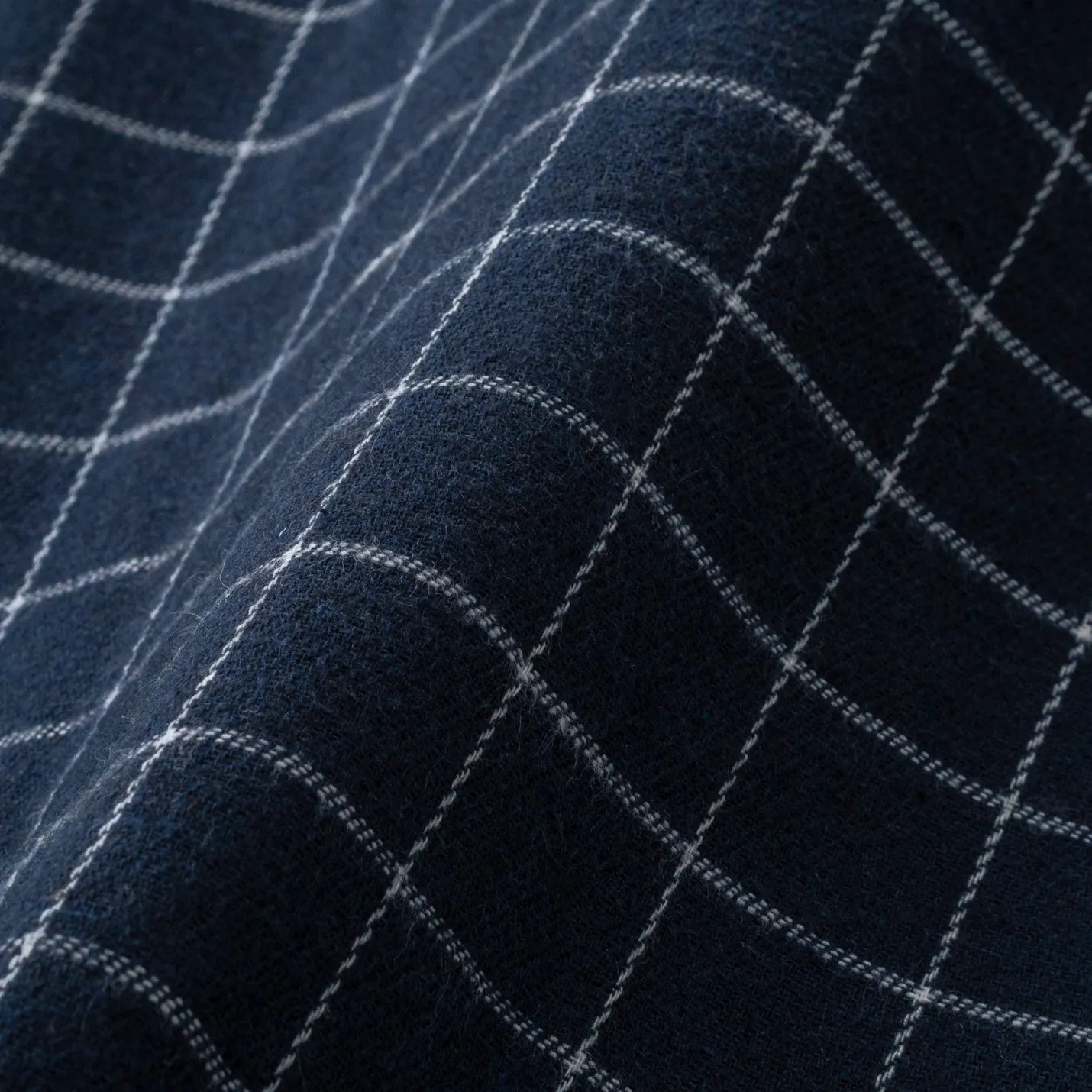College Days Flannel Camp Collar - Navy Single Lines