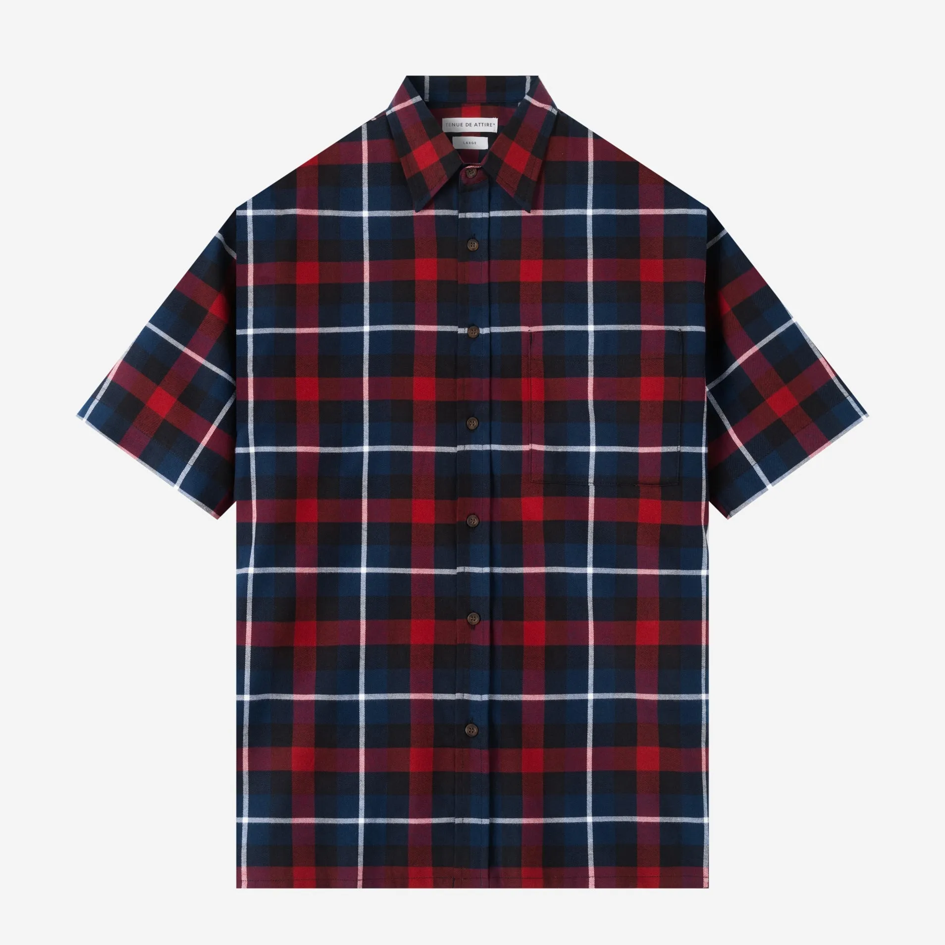 College Days Short Sleeve Plaid Shirt - Red Black