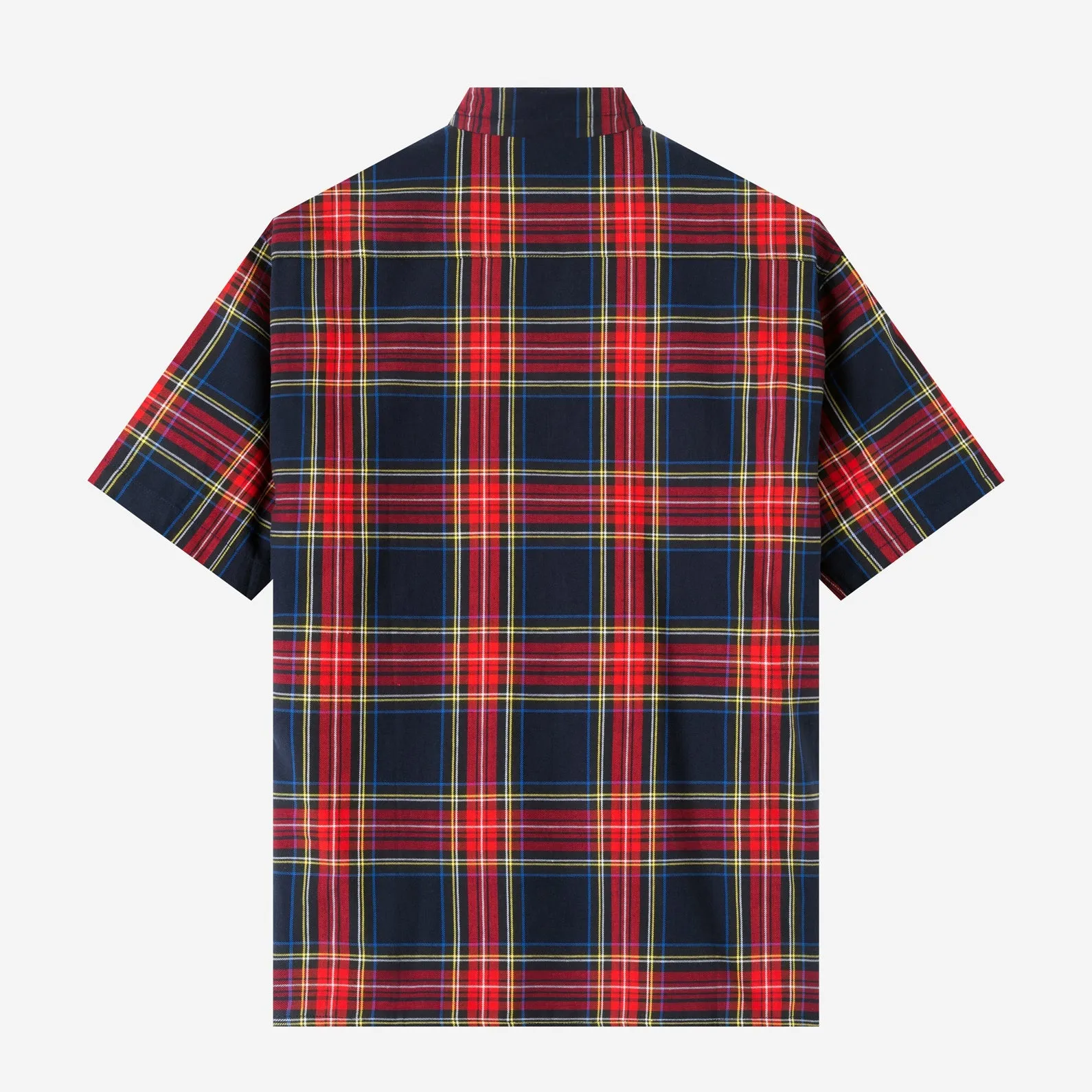 College Days Short Sleeve Plaid Shirt - Red Navy