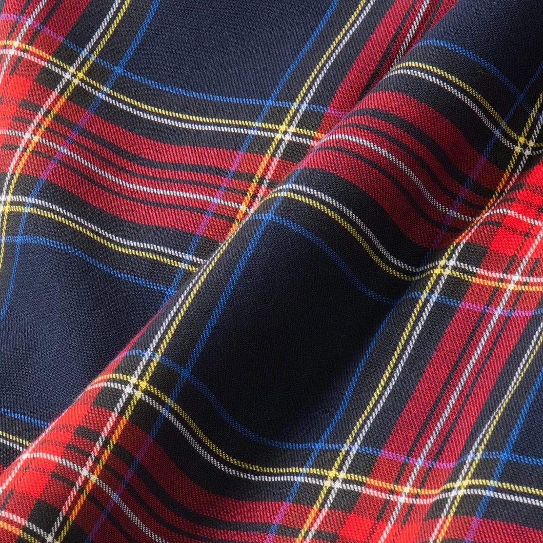 College Days Short Sleeve Plaid Shirt - Red Navy