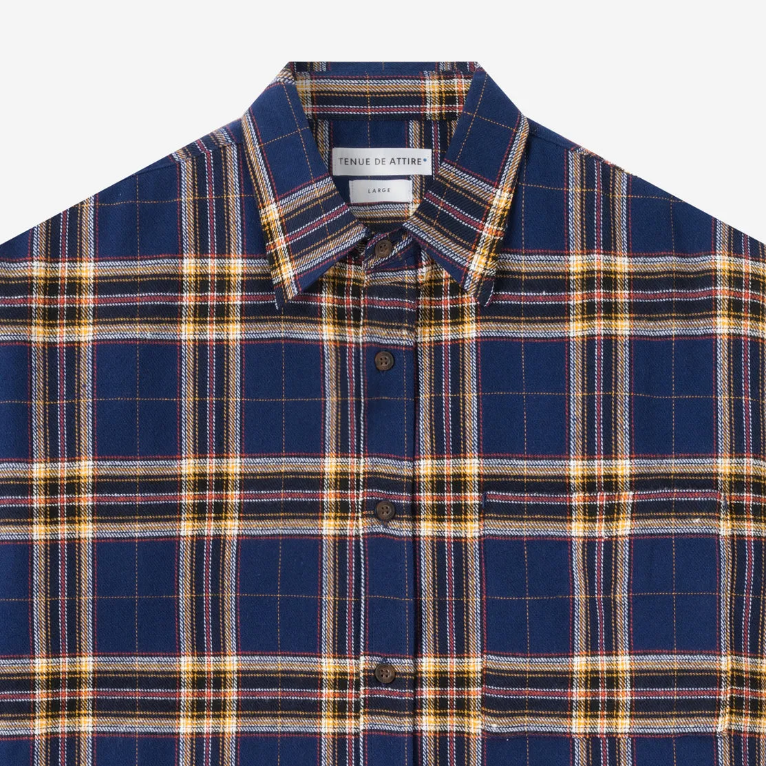 College Days Short Sleeve Plaid Shirt - Yellow Navy