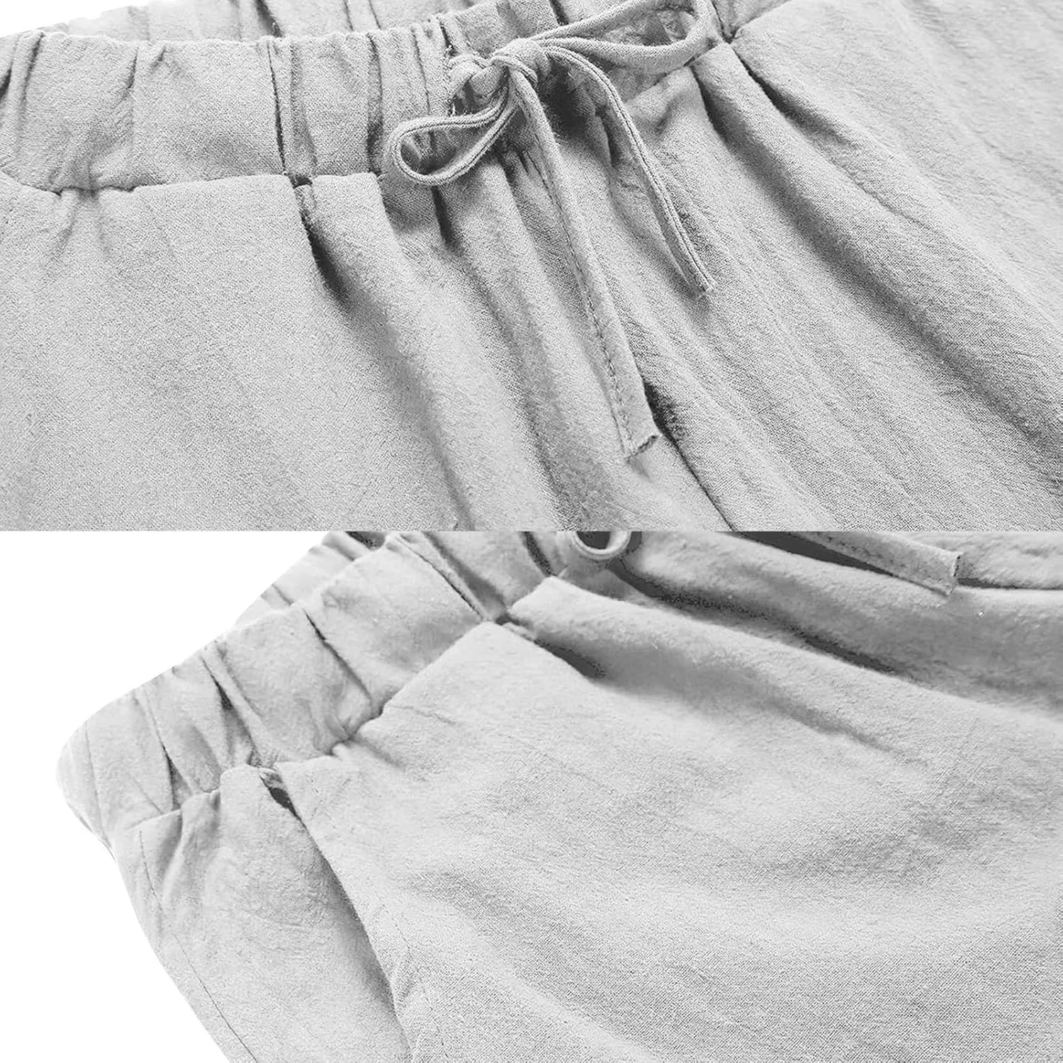 Cotton Linen Pants for Women Women's Summer Drawstring Waist Wide Leg Trousers Loose Cotton Linen Palazzo Pants Beach