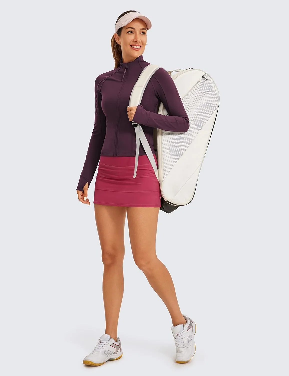CRZ YOGA Butterluxe Womens Cropped Slim Fit Workout Jacket Weightless Track Athletic Full Zip Up Tops with Thumb Holes