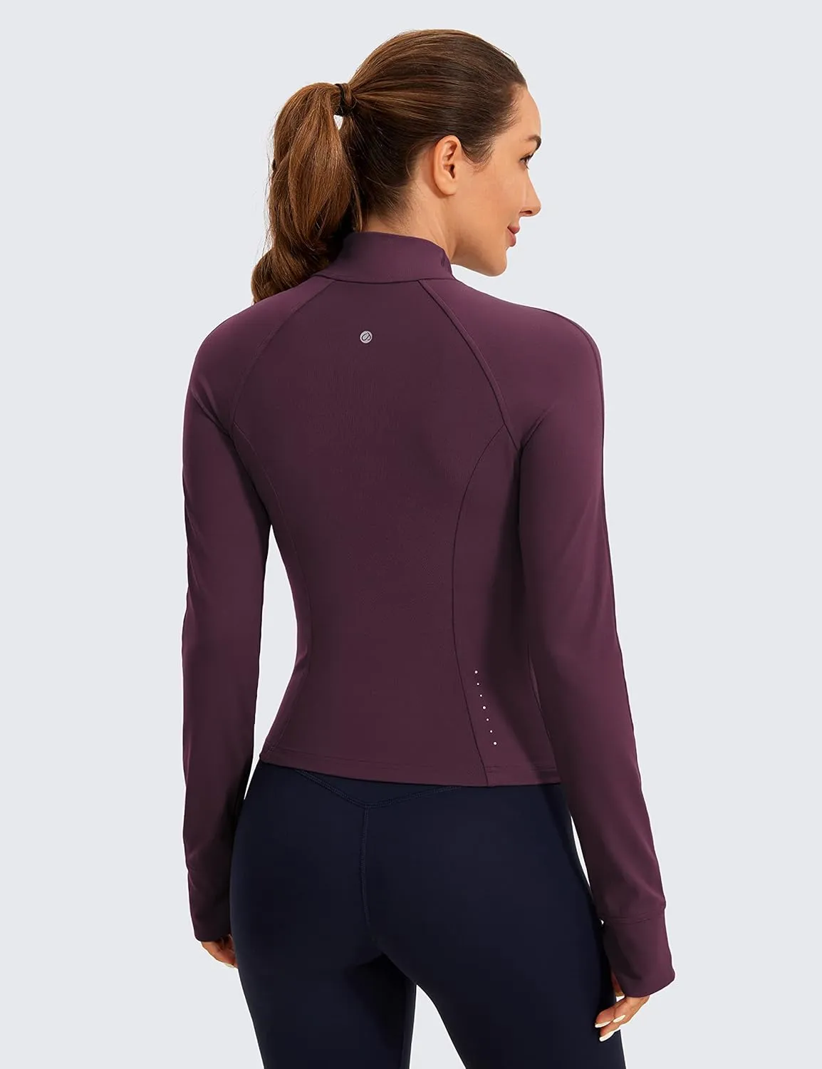 CRZ YOGA Butterluxe Womens Cropped Slim Fit Workout Jacket Weightless Track Athletic Full Zip Up Tops with Thumb Holes