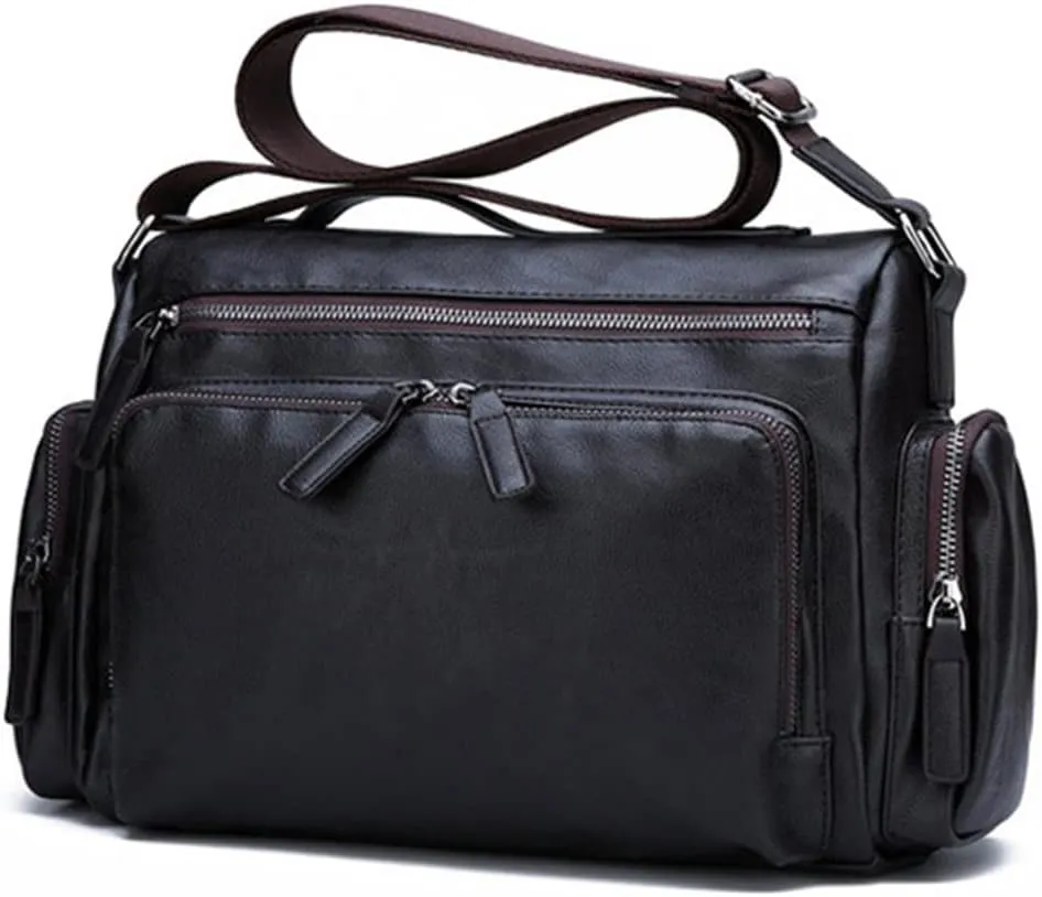 CSCDD Briefcase Business Men Shoulder Bag Leisure Men's Bag Retro Leather Shoulder Bag Crossbody Bags Men Black