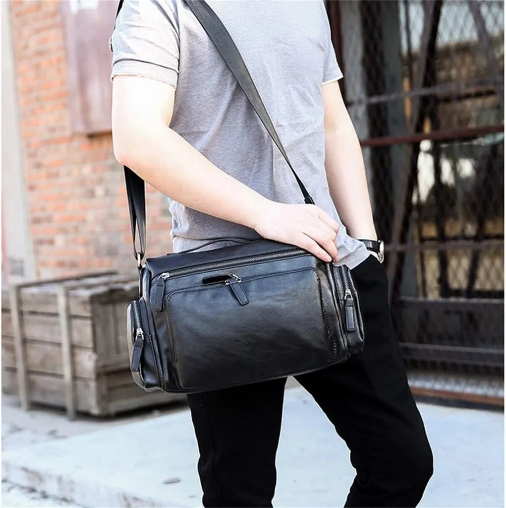 CSCDD Briefcase Business Men Shoulder Bag Leisure Men's Bag Retro Leather Shoulder Bag Crossbody Bags Men Black