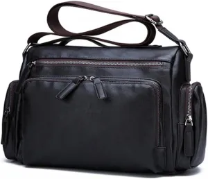CSCDD Briefcase Business Men Shoulder Bag Leisure Men's Bag Retro Leather Shoulder Bag Crossbody Bags Men Black
