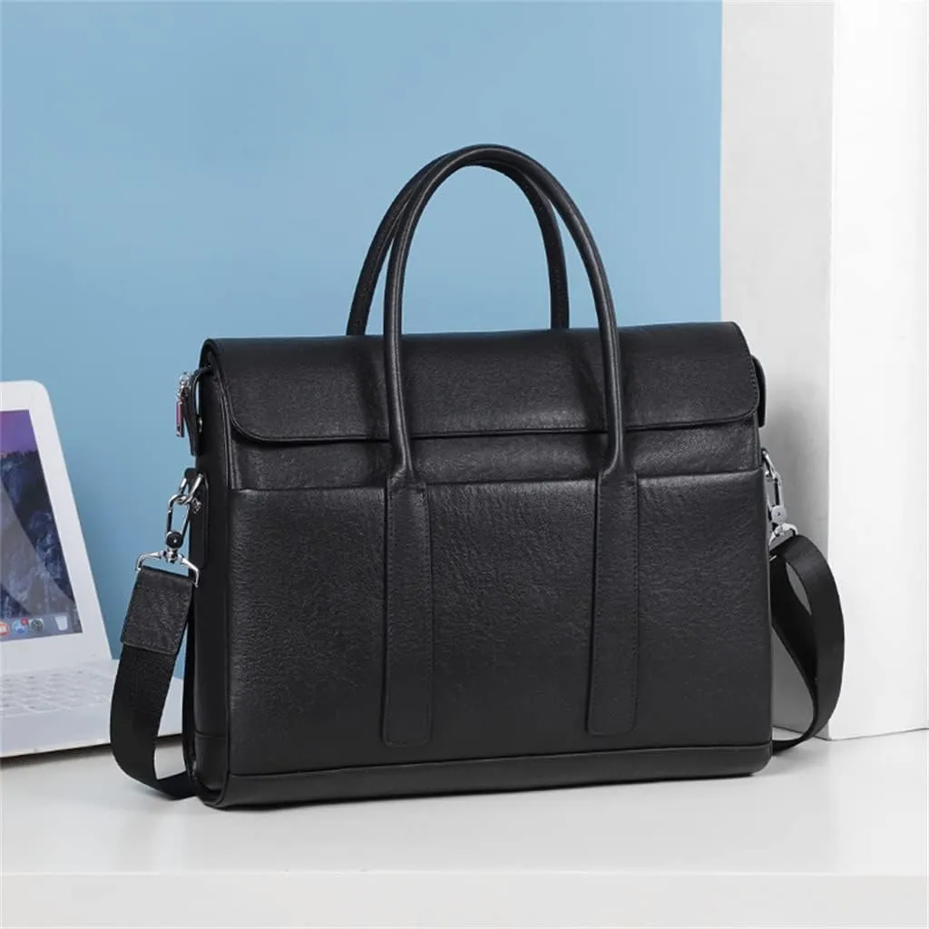CSCDD Fashion Cowhide Leather Male Business Men Briefcase Bag Leather Laptop Bag Man Handbag