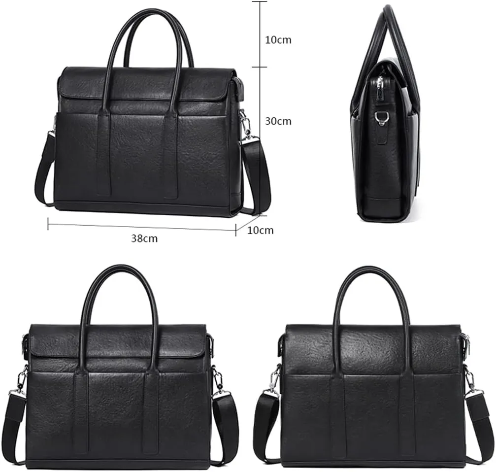 CSCDD Fashion Cowhide Leather Male Business Men Briefcase Bag Leather Laptop Bag Man Handbag