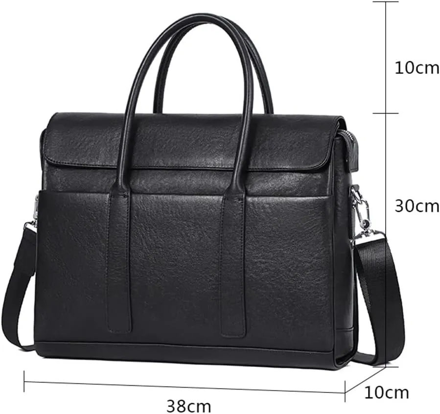 CSCDD Fashion Cowhide Leather Male Business Men Briefcase Bag Leather Laptop Bag Man Handbag