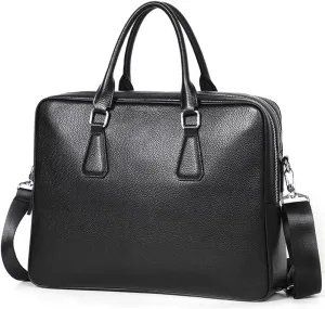 CSCDD Zipper Briefcase Men Bag Genuine Leather Shoulder Bag Laptop Bags Large Capacity Handbag Business