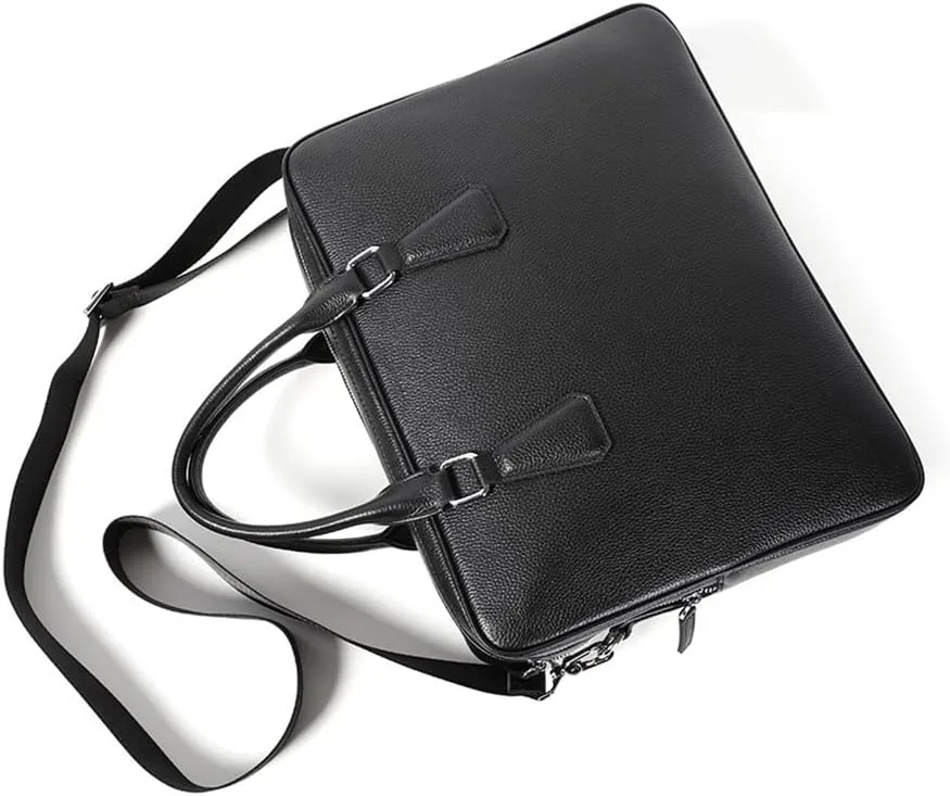 CSCDD Zipper Briefcase Men Bag Genuine Leather Shoulder Bag Laptop Bags Large Capacity Handbag Business