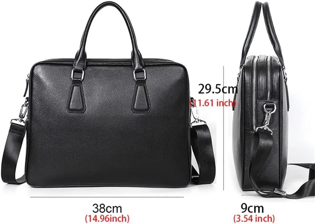 CSCDD Zipper Briefcase Men Bag Genuine Leather Shoulder Bag Laptop Bags Large Capacity Handbag Business