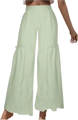 DASAYO Wide Leg Pants for Women Trendy High Waisted Palazzo Pants Dressy Casaul Flowy Trousers Spring Summer Fahsion 2025