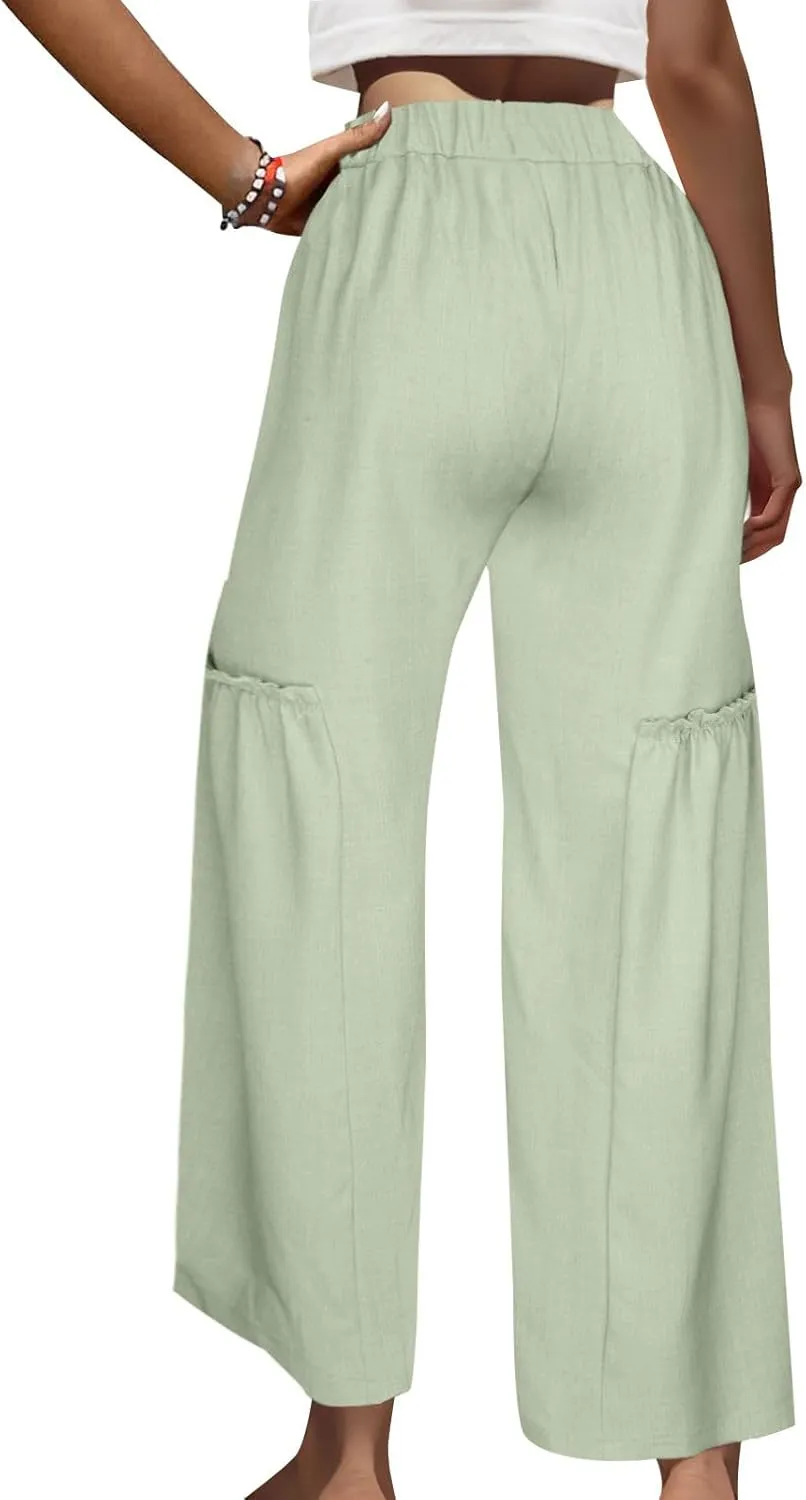 DASAYO Wide Leg Pants for Women Trendy High Waisted Palazzo Pants Dressy Casaul Flowy Trousers Spring Summer Fahsion 2025